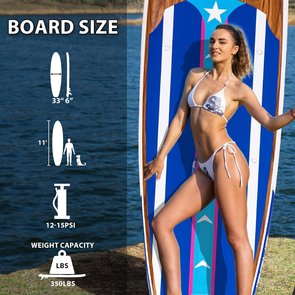 Inflatable Stand Up Paddle Board 11' × 33' × 6', Yoga Board with Durable SUP Accessories for Adults & Youth, Versatile Paddle Board