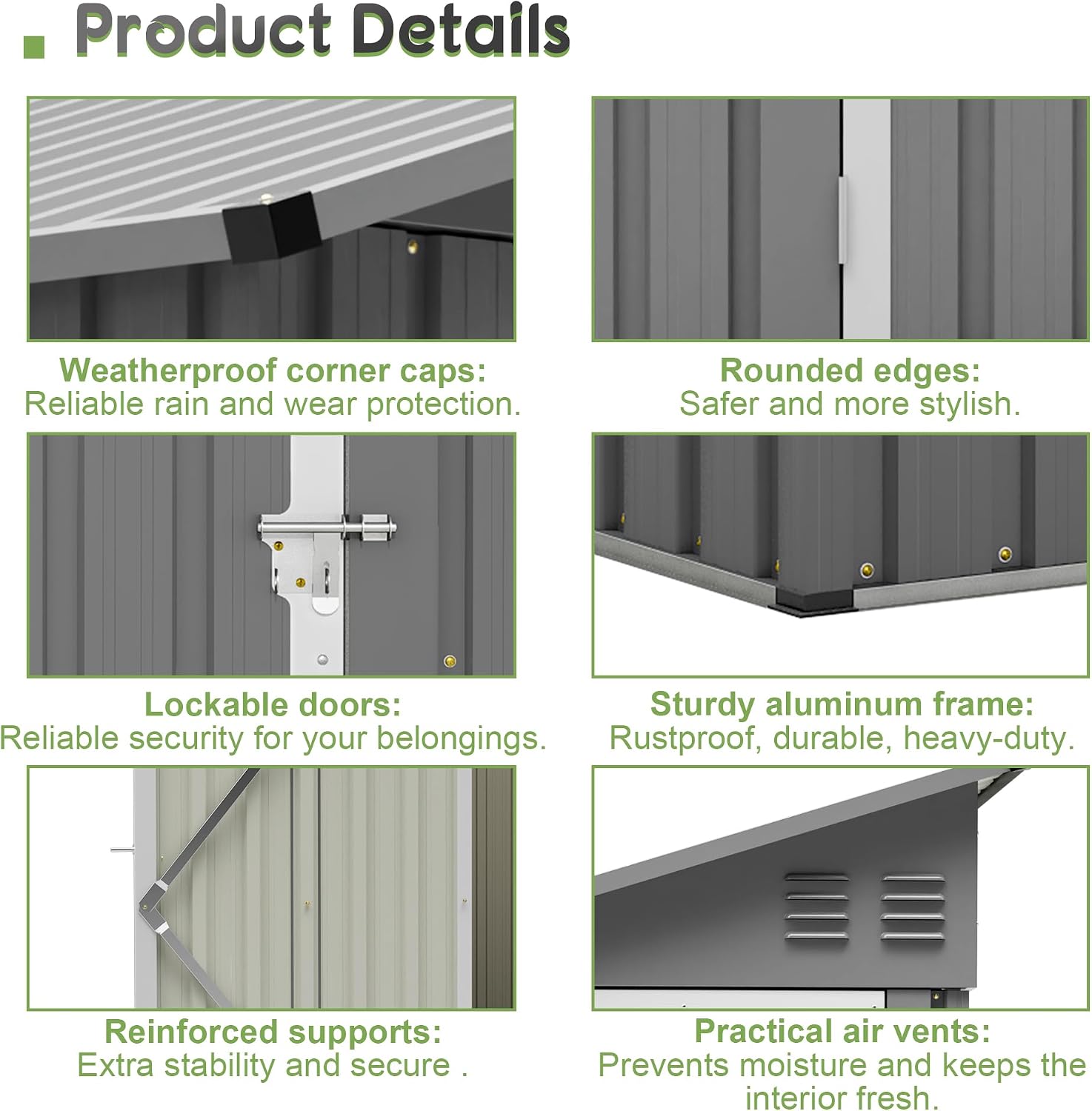 Outdoor Metal Storage Shed 4 x 8 ft, Garden Shed Lean to shed for Bike, Tool Outside Shed with Floor Base, Lock, Door for Backyard, Patio, Lawn, Grey