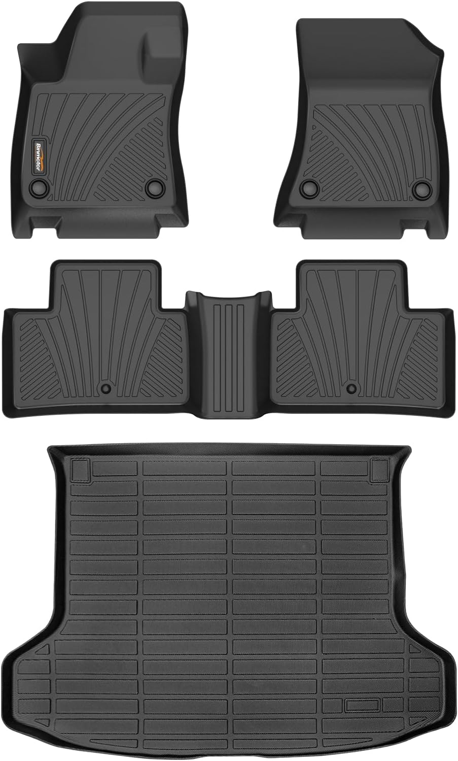 Binmotor-for Infiniti QX50 2019-2025/QX55 2022-2025 All Weather Car Floor Mats and Cargo Liner Set, 2 Rows with Cargo Mat Set, TPE Liners for QX50 Accessories Mats Trunk Mat-Black