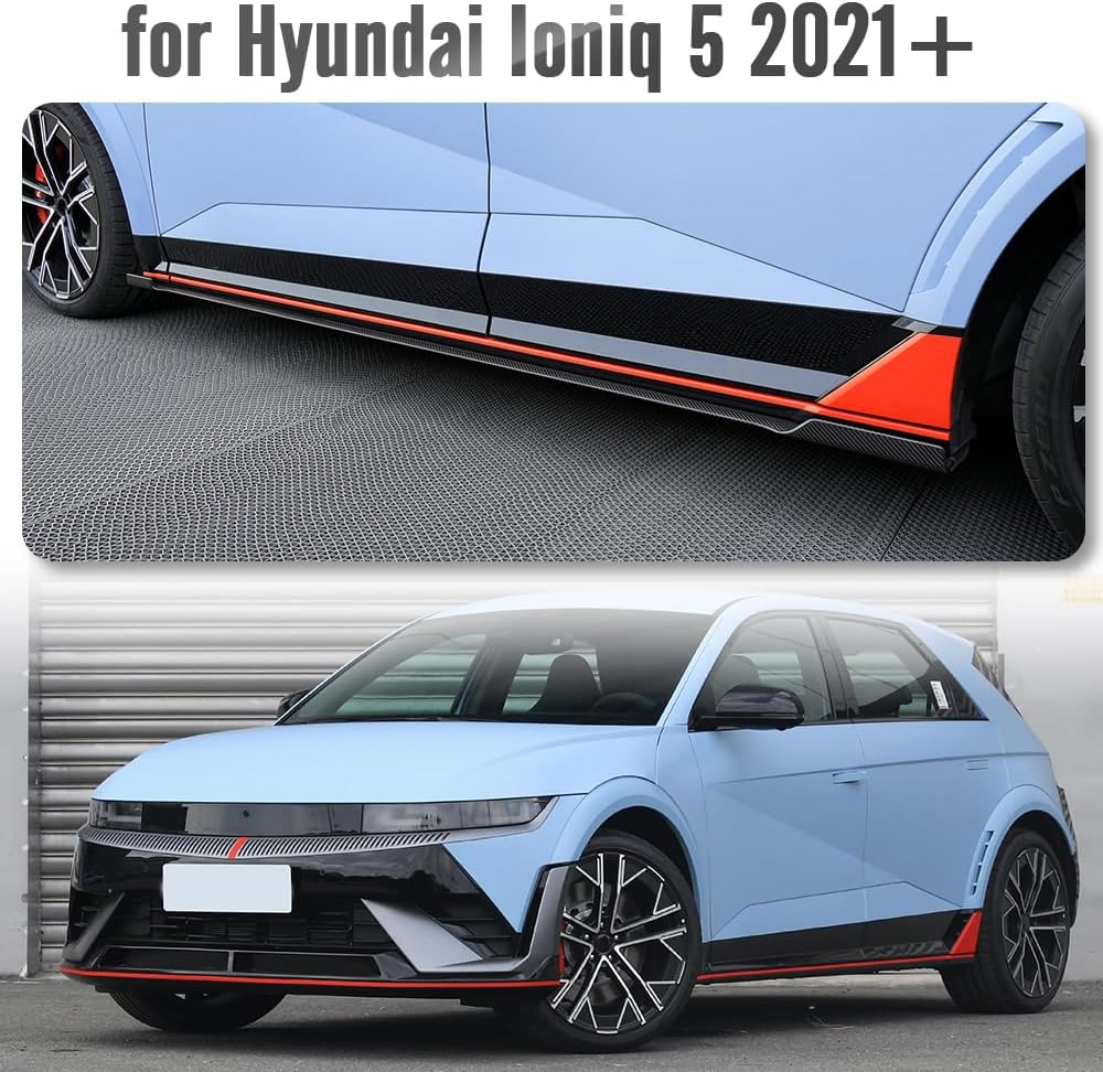 Dry Carbon Fiber Side Skirt Replacement for Hyundai Ioniq 5 NE N Line SE SEL XRT Limited 2022 2023 2024 2025 Aftermarket Rocker Panel Guard (Glossy Carbon)