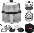 COBB Stainless Steel Smokeless Portable Table Top Charcoal Grill with Griddle Pan, 10 in 1 BBQ Grill for Camping, Boats & Rv, Outdoor Kitchen In A Box (Accessories Included)
