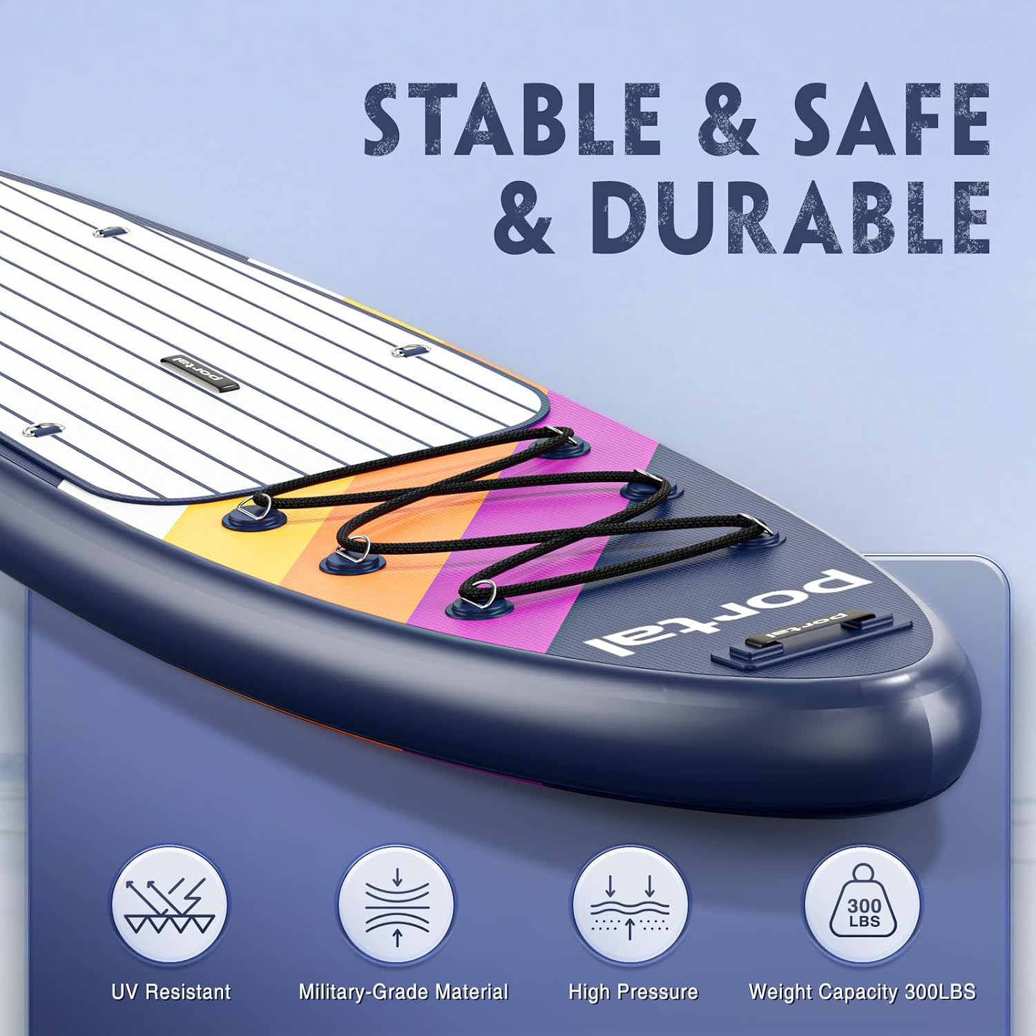 PORTAL SUP Inflatable Paddle Board for Adults 10'6'' Stand Up Paddleboard,Non-Slip Deck Blow up Paddle Boards with Adjustable Paddle, Carry Bag, and Repair Kit (Modern with Seat)