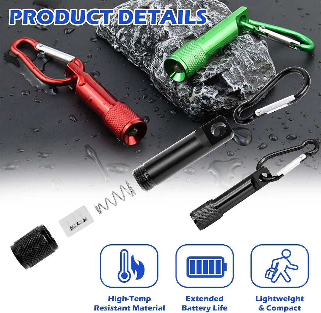 200Pcs Mini Keychain Flashlights Bulk, Ultra-Bright LED Metal Carabiner Clip Lights,Compact Emergency Lights for Camping, Hiking, Cycling, Survival Kits (200)