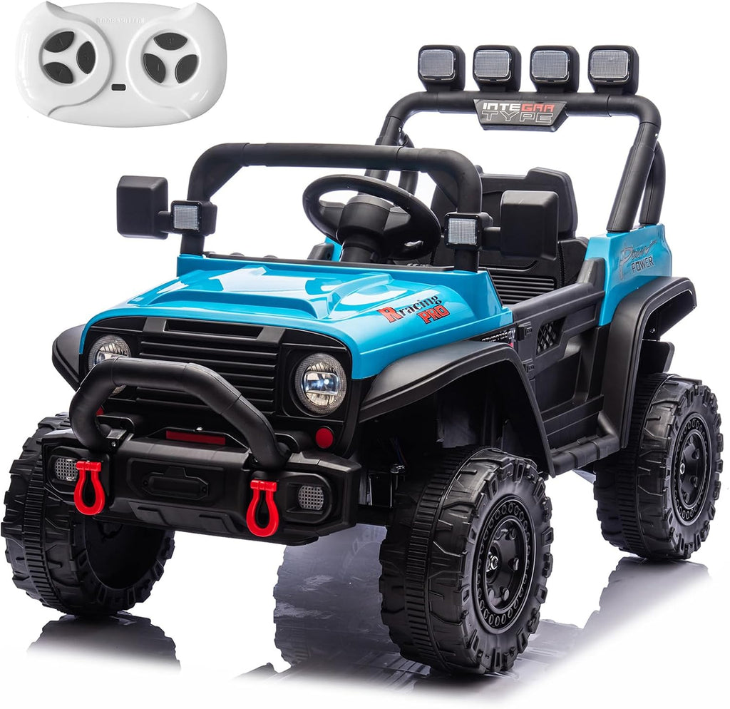 RunFast 24v Kids Ride on Car with Parent Remote Control,Electric Ride on Toys for Kids 3-5,3.7mph Max Speed,Battery Powered,Large Seat with Safety Belt,Aux Port,Gift for Boy&Girl(Blue, 24V)