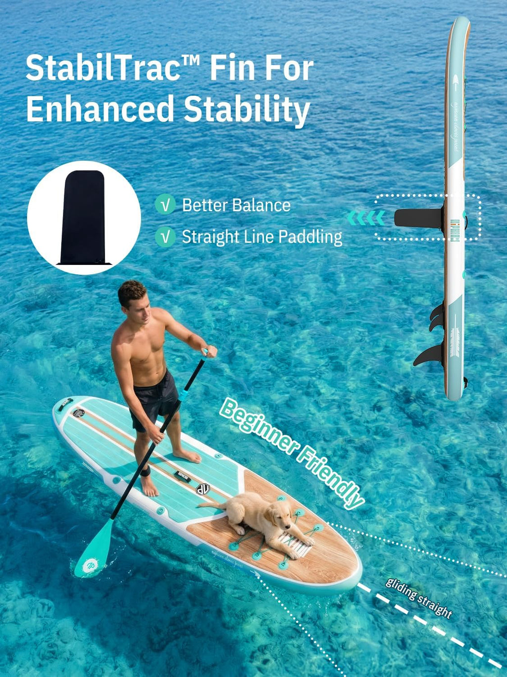 Niphean Inflatable Stand Up Paddle Board with SUP Accessories, Anti-Slip EVA Deck, 10'6'' Inflatable Paddle Boards for Adults & Youth of All Skill Levels