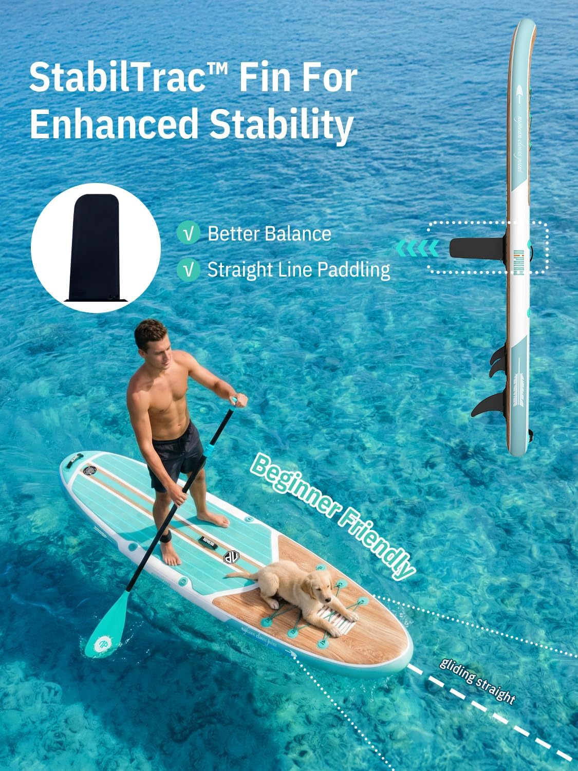 Niphean Inflatable Stand Up Paddle Board with SUP Accessories, Anti-Slip EVA Deck, 10'6'' Inflatable Paddle Boards for Adults & Youth of All Skill Levels