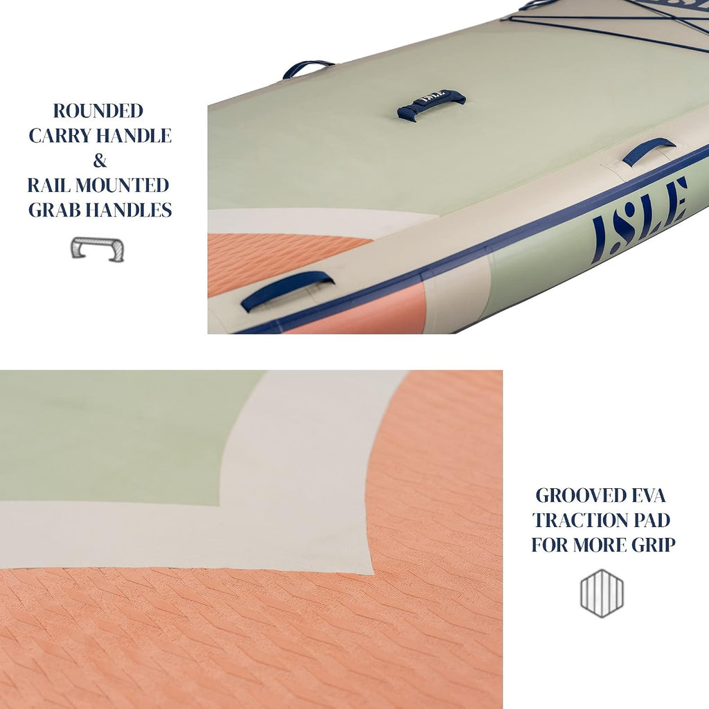 ISLE Megalodon Inflatable Stand Up Paddle Board & iSUP Bundle Accessory Pack - Up to 1,050 lbs Capacity — Durable, Lightweight, Stable — 12' L x 45' W x 8' OR 15' L x 56' W x 8'