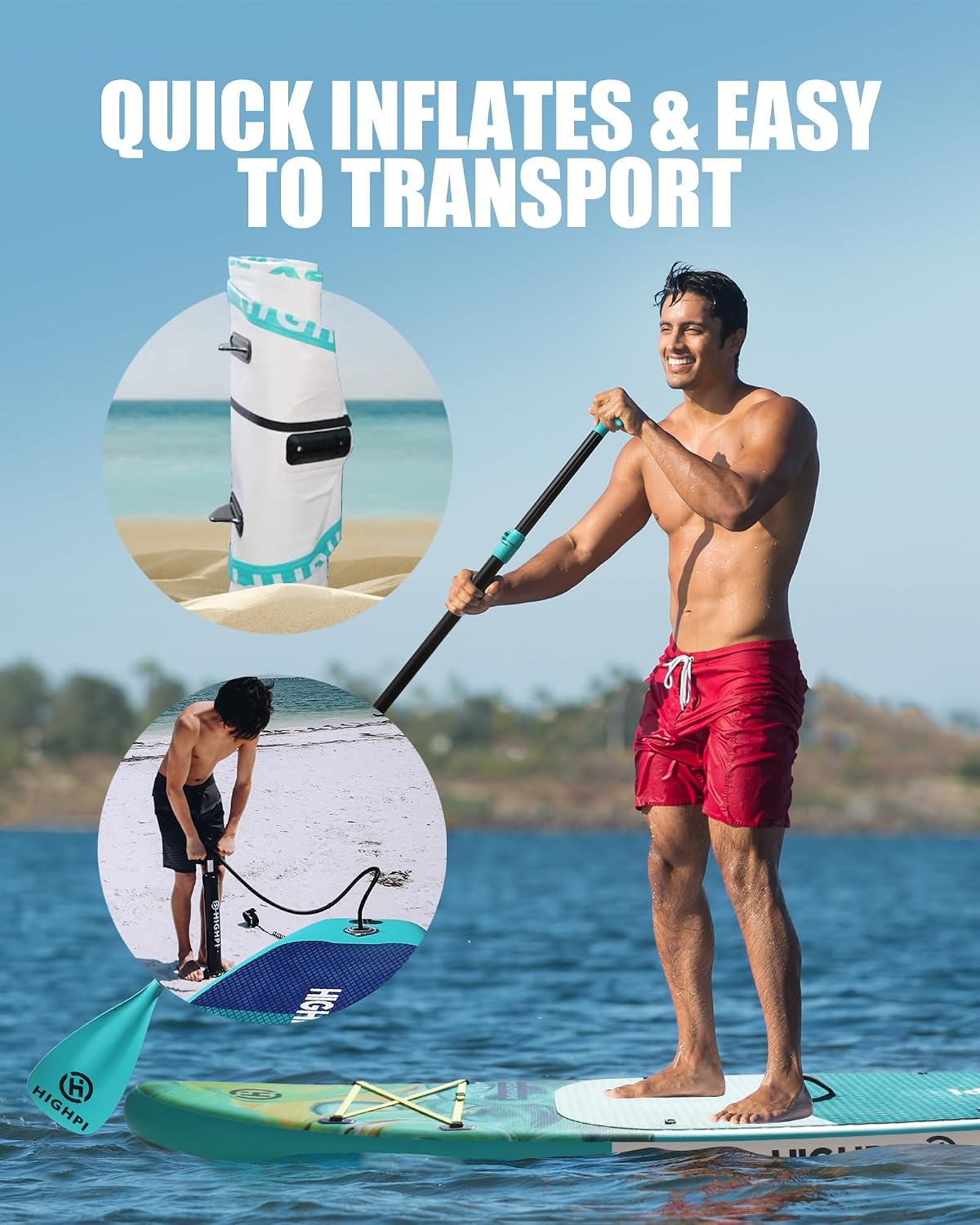Inflatable Stand Up Paddle Board for Youth and Adults – Wide Sup with Premium Accessories, Blow Up Paddleboard for Surfing, Fishing, Yoga & More