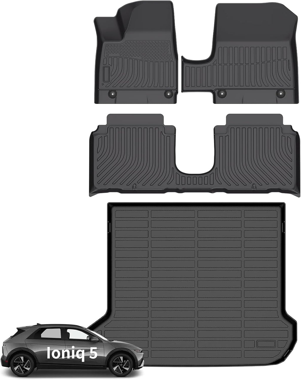 Wayhigh® Floor Mats & Cargo Liner for Hyundai ioniq 5 2025 2026 Movable Center Console (Limited Models), All Weather TPE Car Mats Waterproof Heavy Duty, Floor Mats Custom Fit for ioniq 5 Accessories