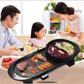 Electric BBQ Grill Indoor Cookware BBQ Electric Grill Pan with Hot Pot 2 in 1 Indoor/Outdoor 1700 Watts Electric Oven/Teppanyaki Electric Grill/Hot Pot BBQ Griddle Camping,Portable Nonstick G
