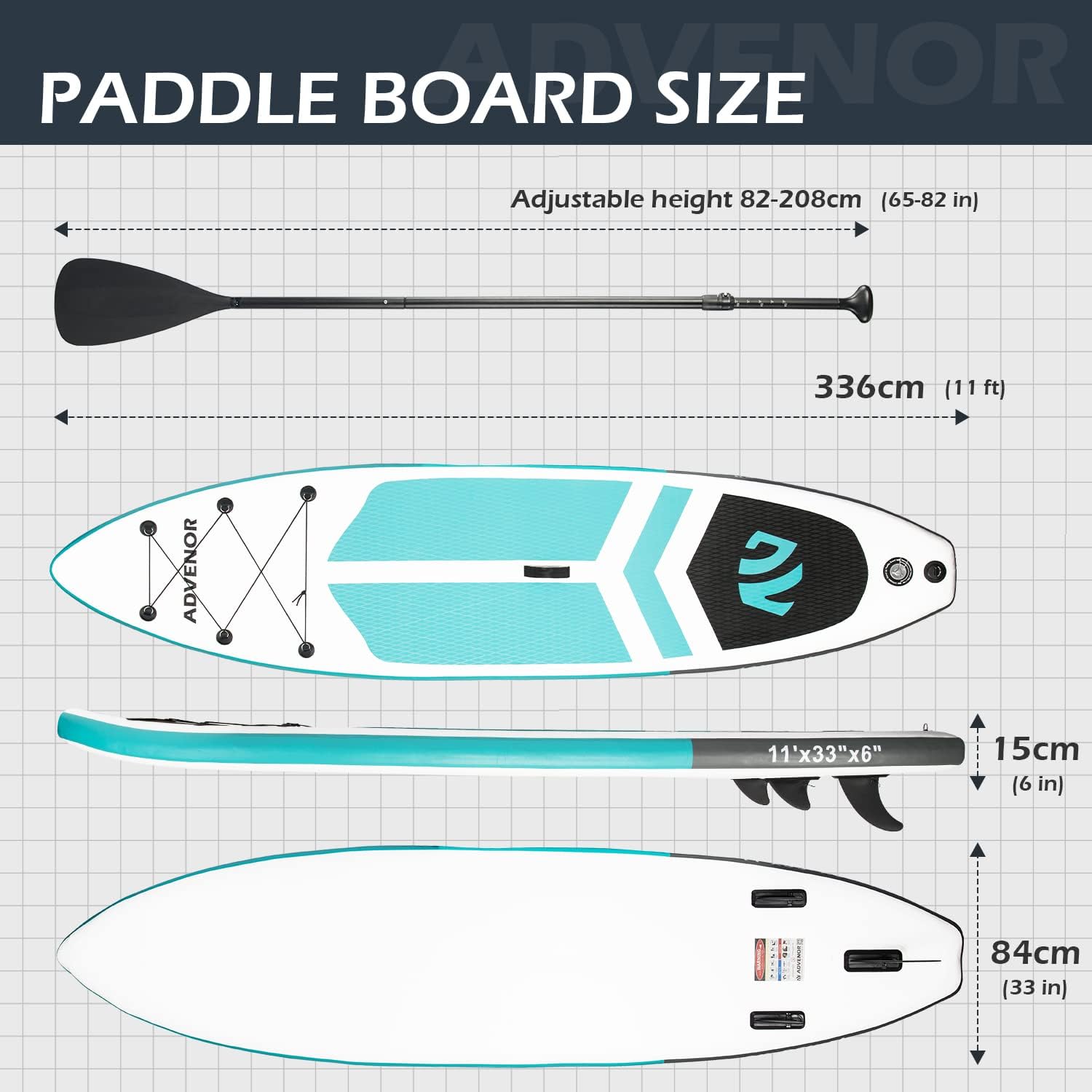 Paddle Board 11'x33 x6 Extra Wide Inflatable Stand Up Paddle Board with Hand Pump,Leash, Adjustable Paddle For Basic Version, Extra Kayak Paddle Kayak Seat 2 Fishing Mounts For Fishing Version