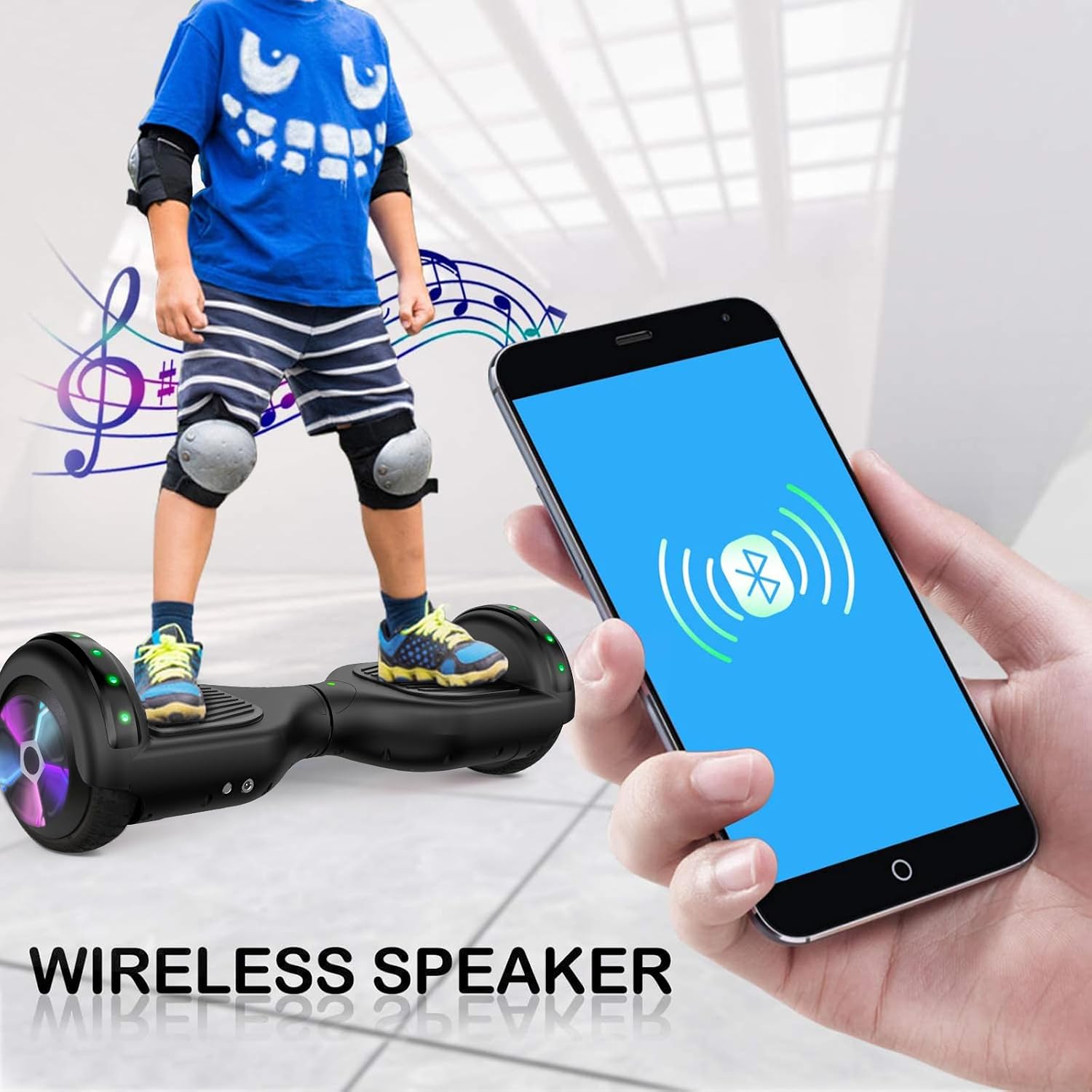 LIEAGLE Hoverboard, 6.5' Self Balancing Scooter Hover Board with Bluetooth Wheels LED Lights for Kids Adults
