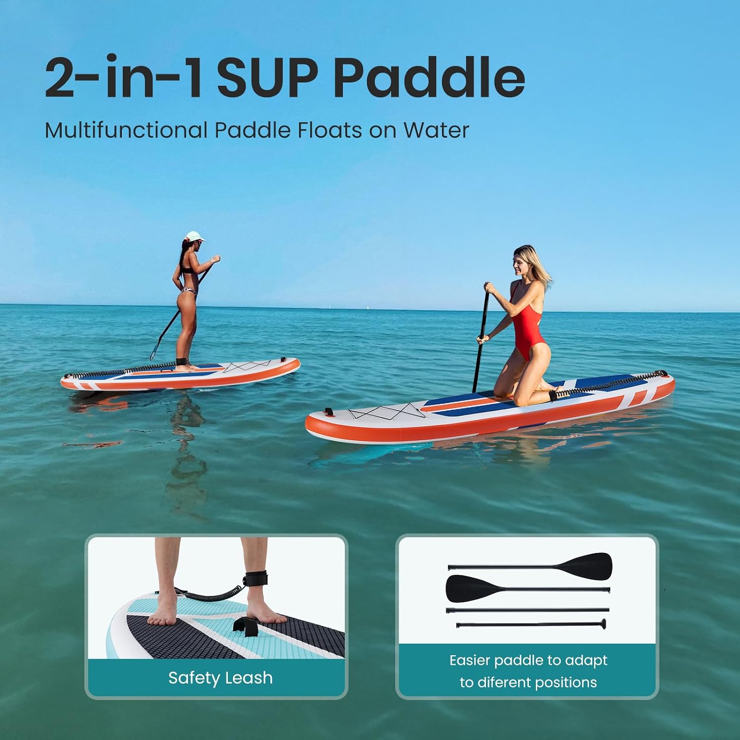 NEWBULIG 33' Inflatable Paddle Board SUP, Stand Up Paddle Board Blow Up with 3 Carry Handles, Non-Slip Deck Pad, Complete Kit with Pump, Leash & Backpack for Beginners/Adults