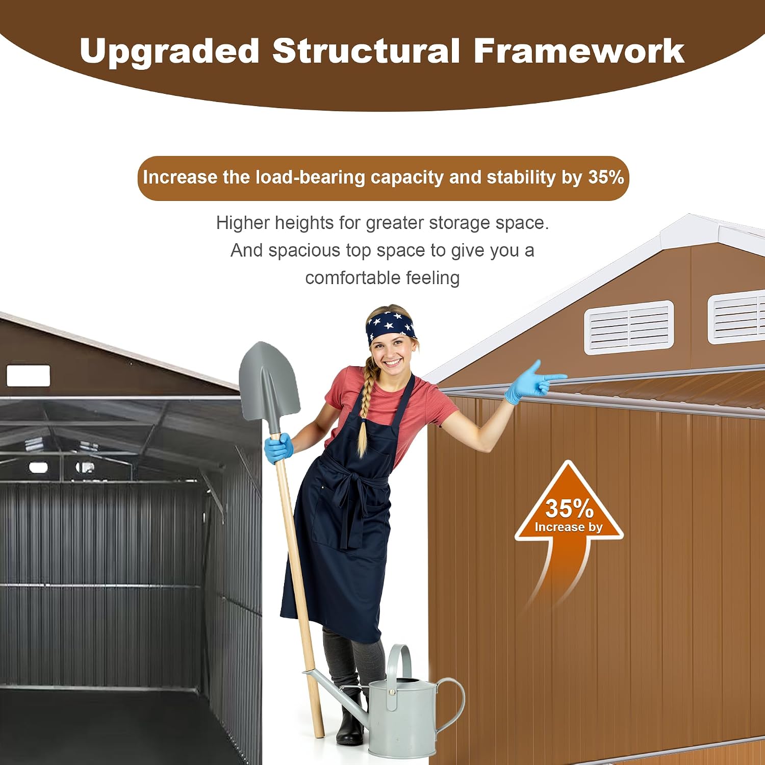 ZMAD 12x8 FT Heavy-Duty Metal Storage Shed with Doors, Windows & Ventilation - Weatherproof Outdoor Garden Shed for Backyard, Lawn and Tool Organization (8x12)