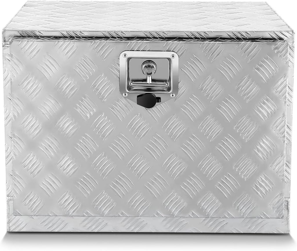 DNA MOTORING Lockable Tool Box for Truck Bed, Aluminum Storage Organizer w/Lock & Keys, 24' L X 18' D X 17.7' H Silver, TBOX-T5-003-ALU
