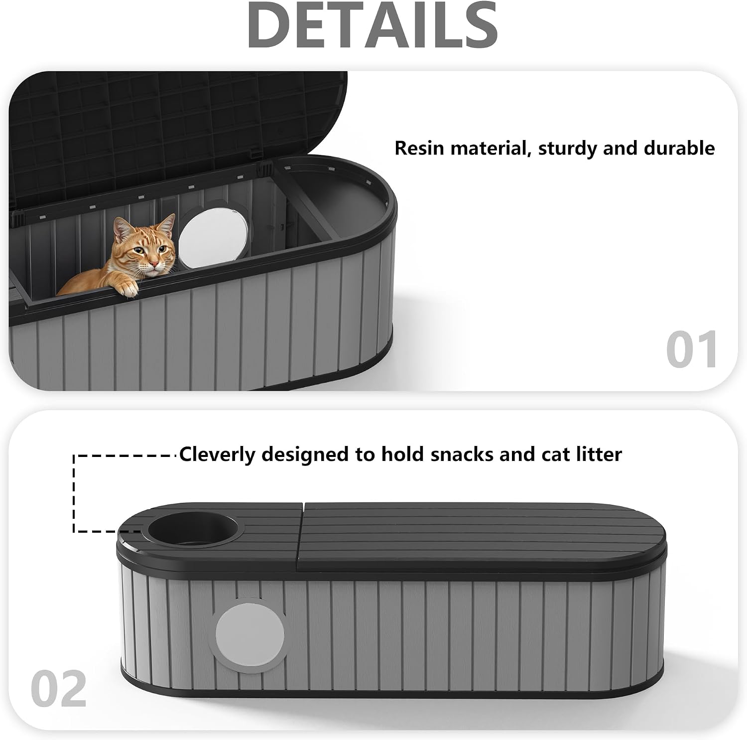 DRATO Outdoor Storage Box, Resin Deck Storage Box Waterproof Patio Storage Box for Indoor & Outdoor Use