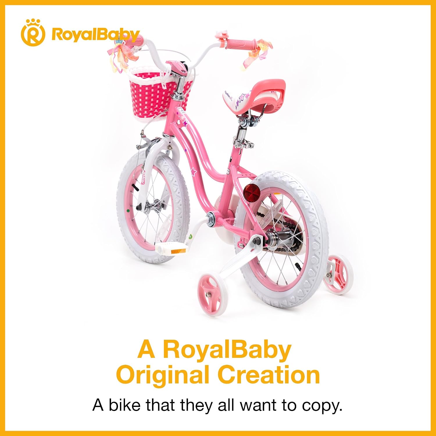 RoyalBaby Girls Bike with Training Wheels and Kickstand, Stargirl Kids Bicycle 16 Inch Toddlers to Big Kids 4-7 Years, Coral Red