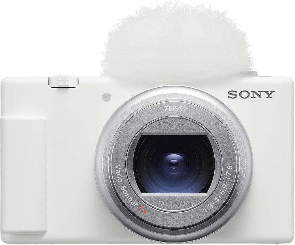 Sony ZV-1 II Vlog Camera for Content Creators and Vloggers (White) (ZV-1M2/W) + 64GB Card + Photo Software + NP-BX1 Battery + Card Reader + LED Light + Soft Bag + Charger + Flex Tripod + More