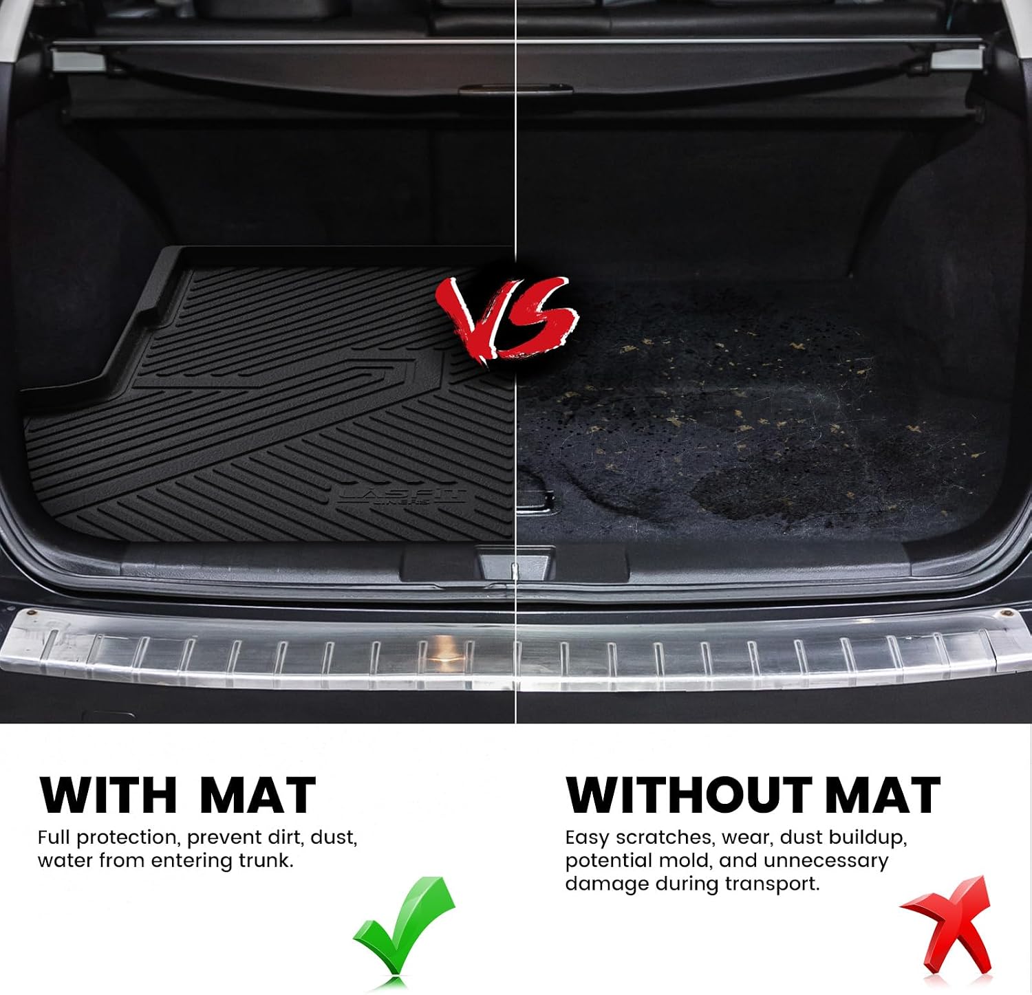 LASFIT Floor Mats & Cargo Mat for Subaru Outback 2020-2025, All Weather TPE Custom Fit Easy Clean Floor Liners for Subaru Outback 2020-2025 Accessories Full Set Car Mats, Black