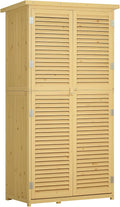 Outsunny 5' x 3' Wooden Outdoor Storage Cabinet, Garden Sheds & Outdoor Storage with Asphalt Roof & 2 Large Wood Doors with Lock, Natural