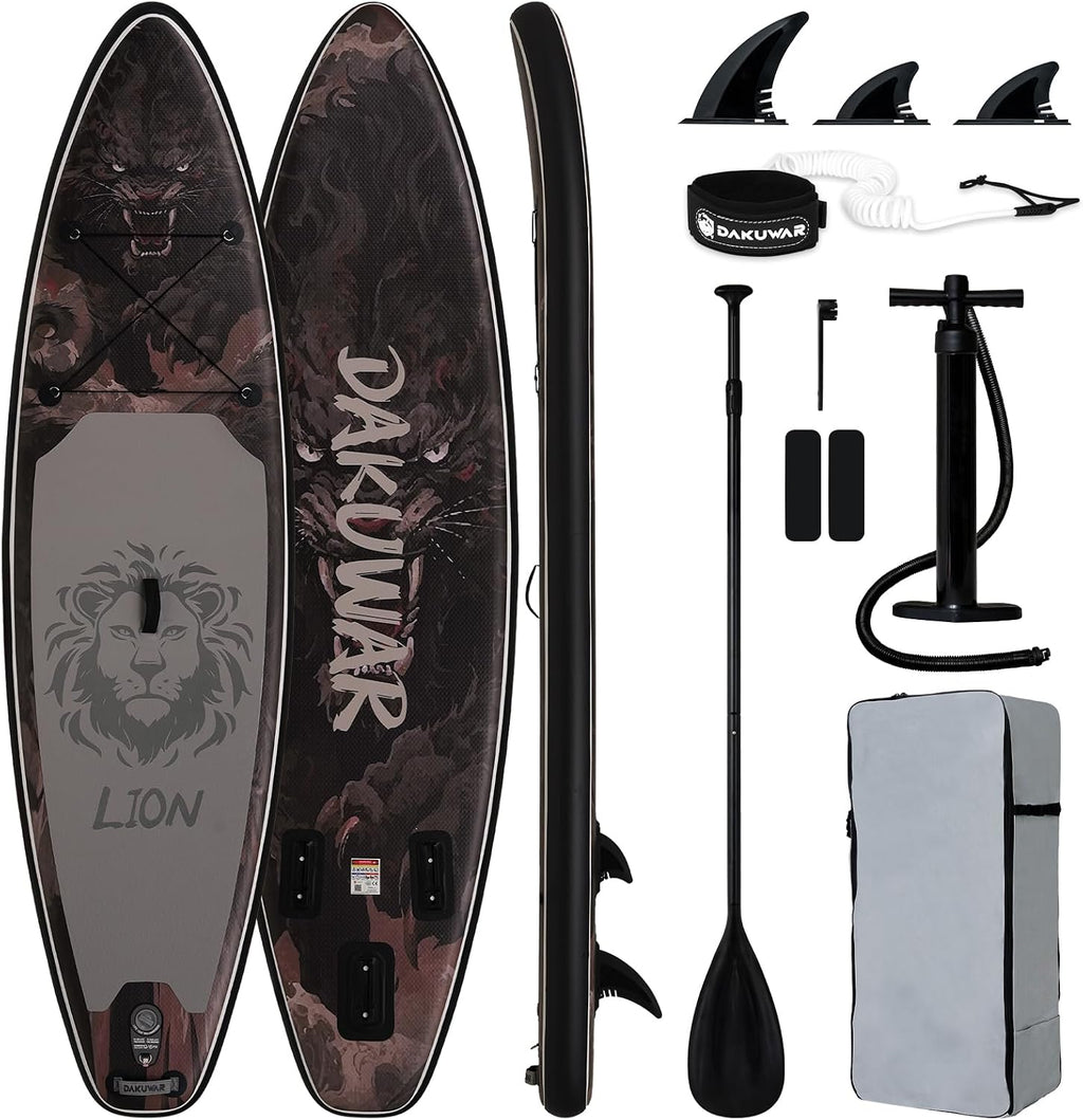 DAKUWAR Paddle Board 10'6''/10' Inflatable Stand Up Paddle Boards with SUP Accessories Ultra-Light Paddleboard Non-Slip Comfort Deck for Adults & Youth of All Skill Levels