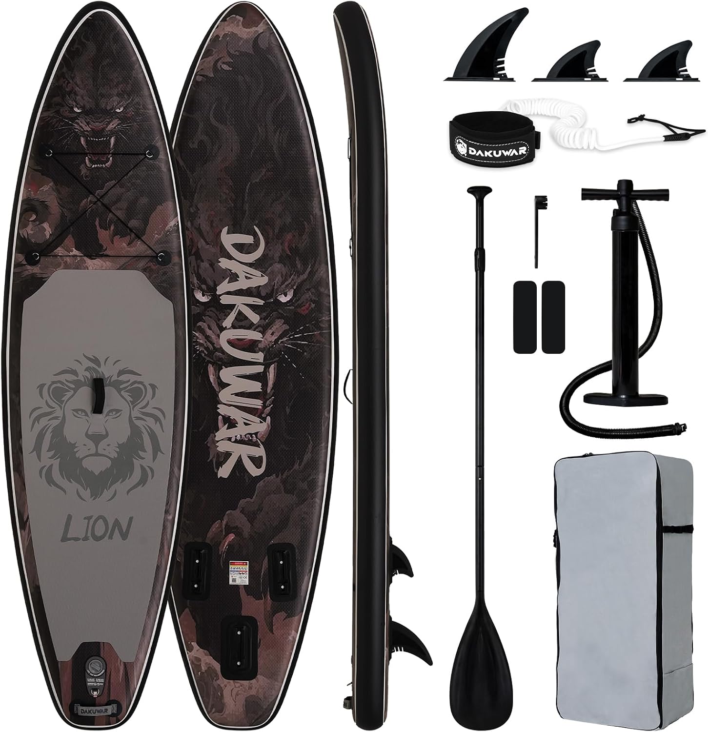 DAKUWAR Paddle Board 10'6''/10' Inflatable Stand Up Paddle Boards with SUP Accessories Ultra-Light Paddleboard Non-Slip Comfort Deck for Adults & Youth of All Skill Levels