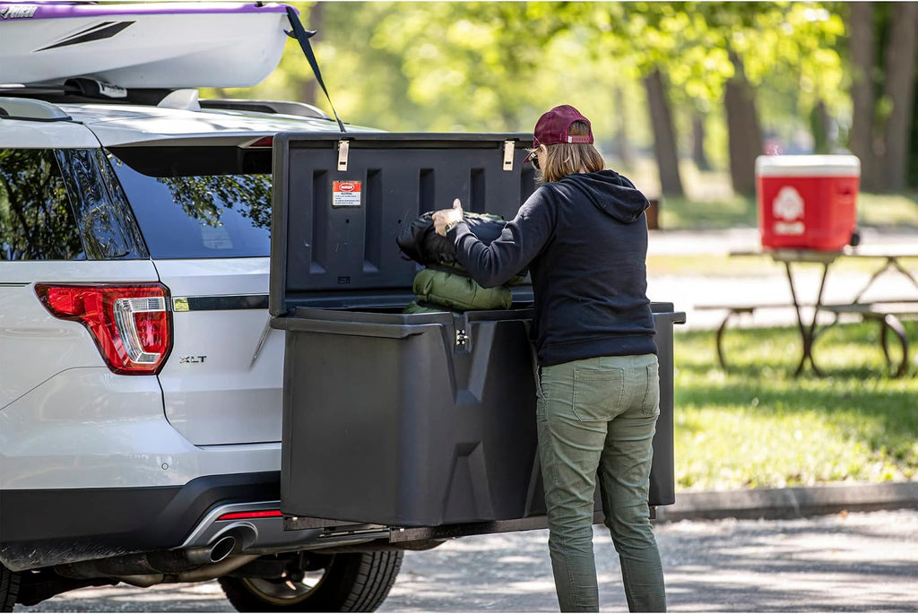Buyers Products 1707020 Poly Hitch Mounted Cargo Carrier, 23x51x26, Includes Polyethylene Chest, Steel Frame, 5/8in. Hitch Pin, Waterproof Truck Bed Storage & Tool Box, Fits 2 in Receiver, Made in USA