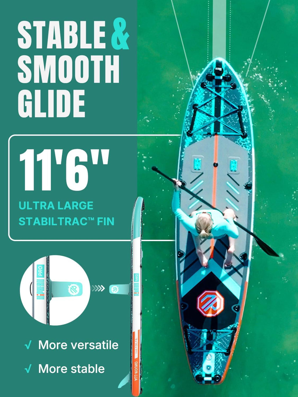 Niphean PRO (Extra Large) Inflatable Paddle Board with Seat, 11'6'/12'6' Stand Up Paddle Board with Pressure Gauge, StabilTrac Fin, Upgraded All-Round/Touring SUP for Adult Adventures, 2+1 Person