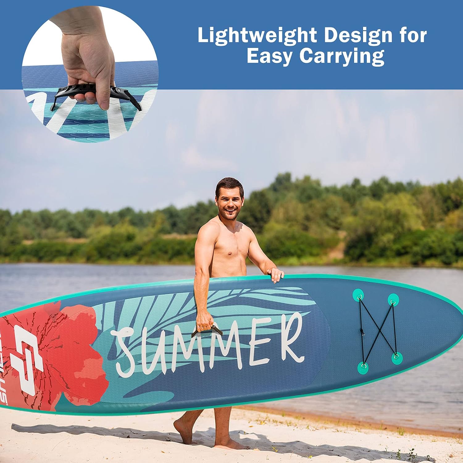 Goplus Inflatable Stand up Paddle Board, 10'/10.5'/11' SUP 6' Thick with Premium Accessories, Adjustable Aluminum Paddle, Leash, Carry Bag, Hand Pump, Removable Fin, ISUP for Adults