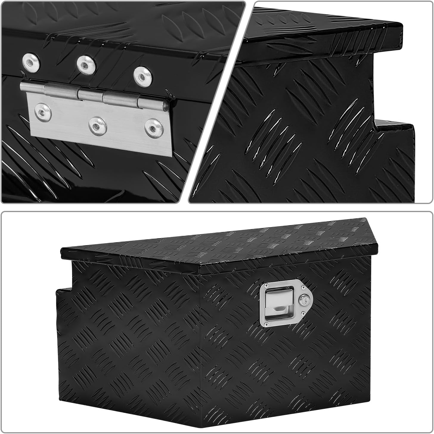 DNA MOTORING Trailer Tongue Box, Lockable Aluminum Truck Bed Tool Box, 26' X 11' X 12', Black, TBOX-T5-011-BK