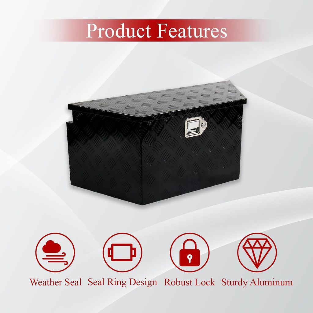34''Inch Aluminum Trailer Tongue Tool Box Truck Bed Toolbox Truck Trailer Chest Box Underbody Storage Organizer Waterproof Square Storage Organizer w/Lock & Keys Black(‎34' Lx14.5 Wx15 H)