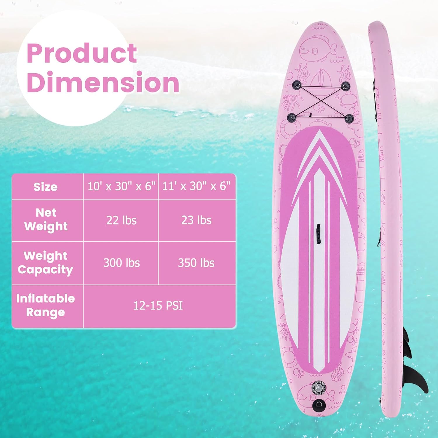 GYMAX Paddle Board, Inflatable Stand Up Paddle Board with SUP Accessories, Removable Fin, Paddle, Pump, Leash & Carry Bag, Blow Up Paddle Boards Standing Boat
