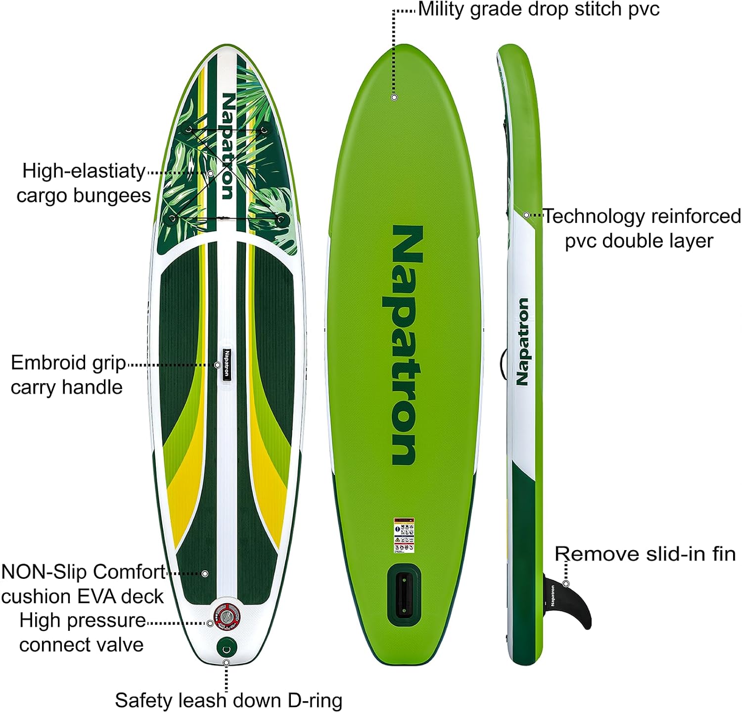 Napatron Family Inflatable Stand Up Paddle Board, Sup,Stable Wide Design,350LBS Capacity,Complete Paddle Board Package with Fast Action Pump,Leash,Ideal for Beginners/Youth & AllSkill Levels