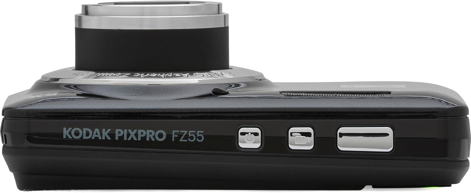 Kodak PIXPRO FZ55 Black 16MP Digital Camera 5X Optical Zoom 28mm Wide Angle 1080P Full HD Video 2.7' LCD Camera + 64GB Card and Reader + Memory Wallet