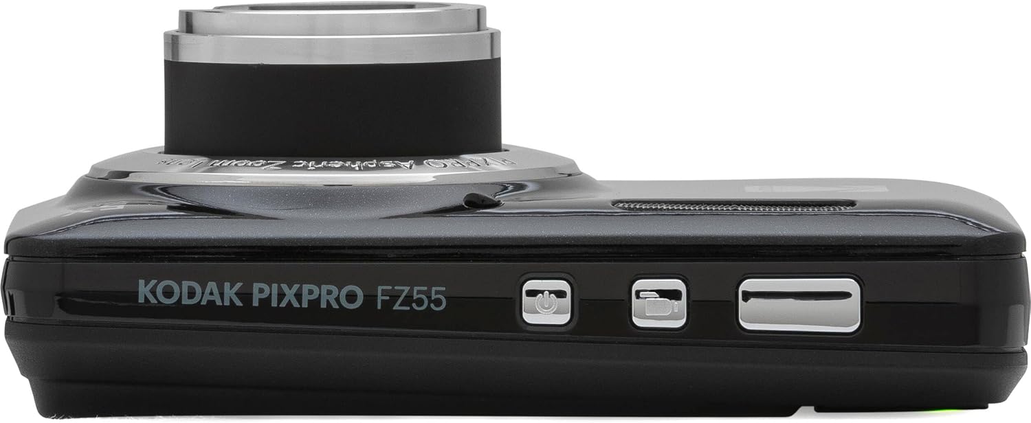 Kodak PIXPRO FZ55 Black 16MP Digital Camera 5X Optical Zoom 28mm Wide Angle 1080P Full HD Video 2.7' LCD Camera + 64GB Card and Reader + Memory Wallet + Tripod + Cleaning Bundle