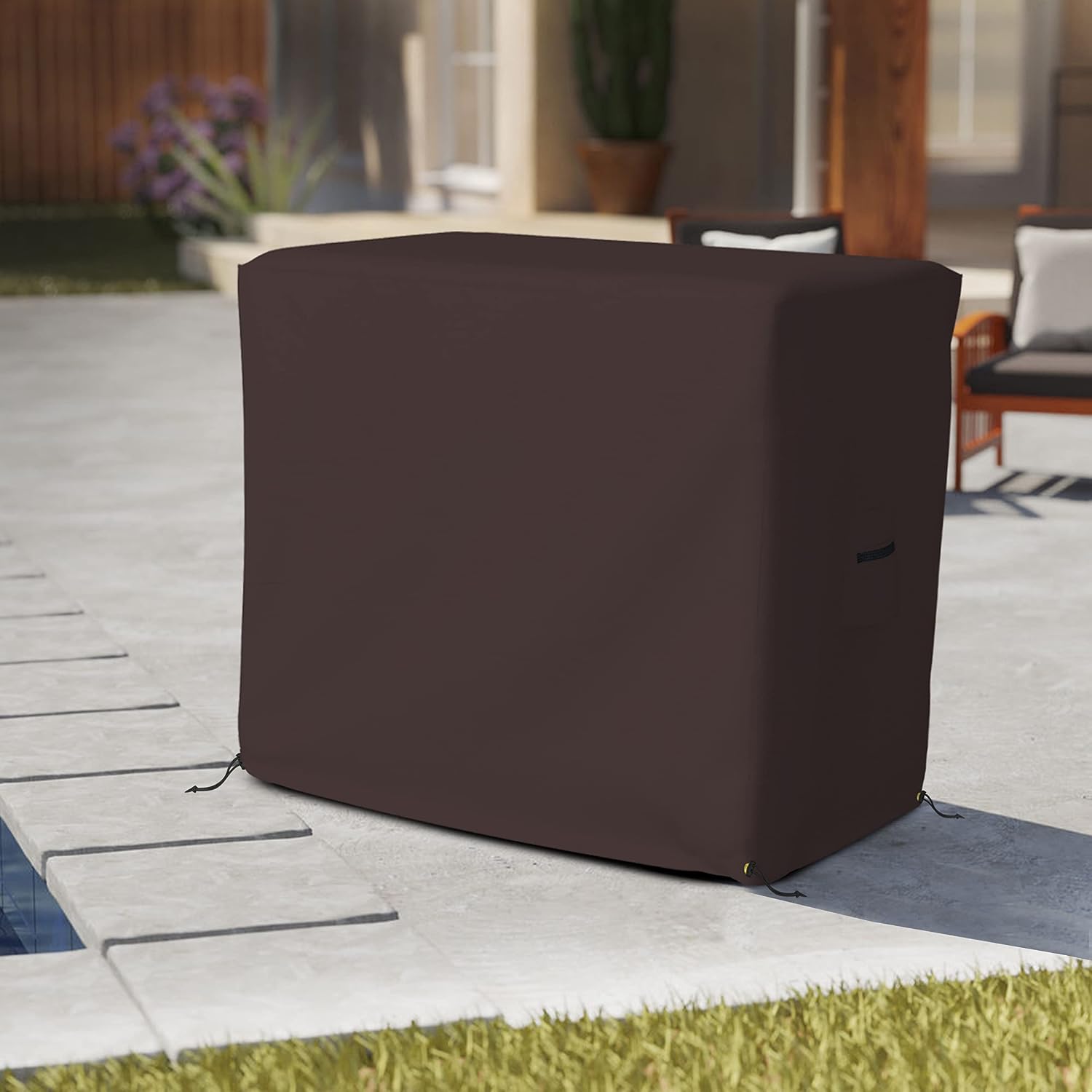 Bar Cart Cover 18 Oz Waterproof 100% Weather Resistant cart Cover with Air Pockets & Drawstring for Sung Fit (34'(H) x 50'(W) x 30'(D), Coffee)