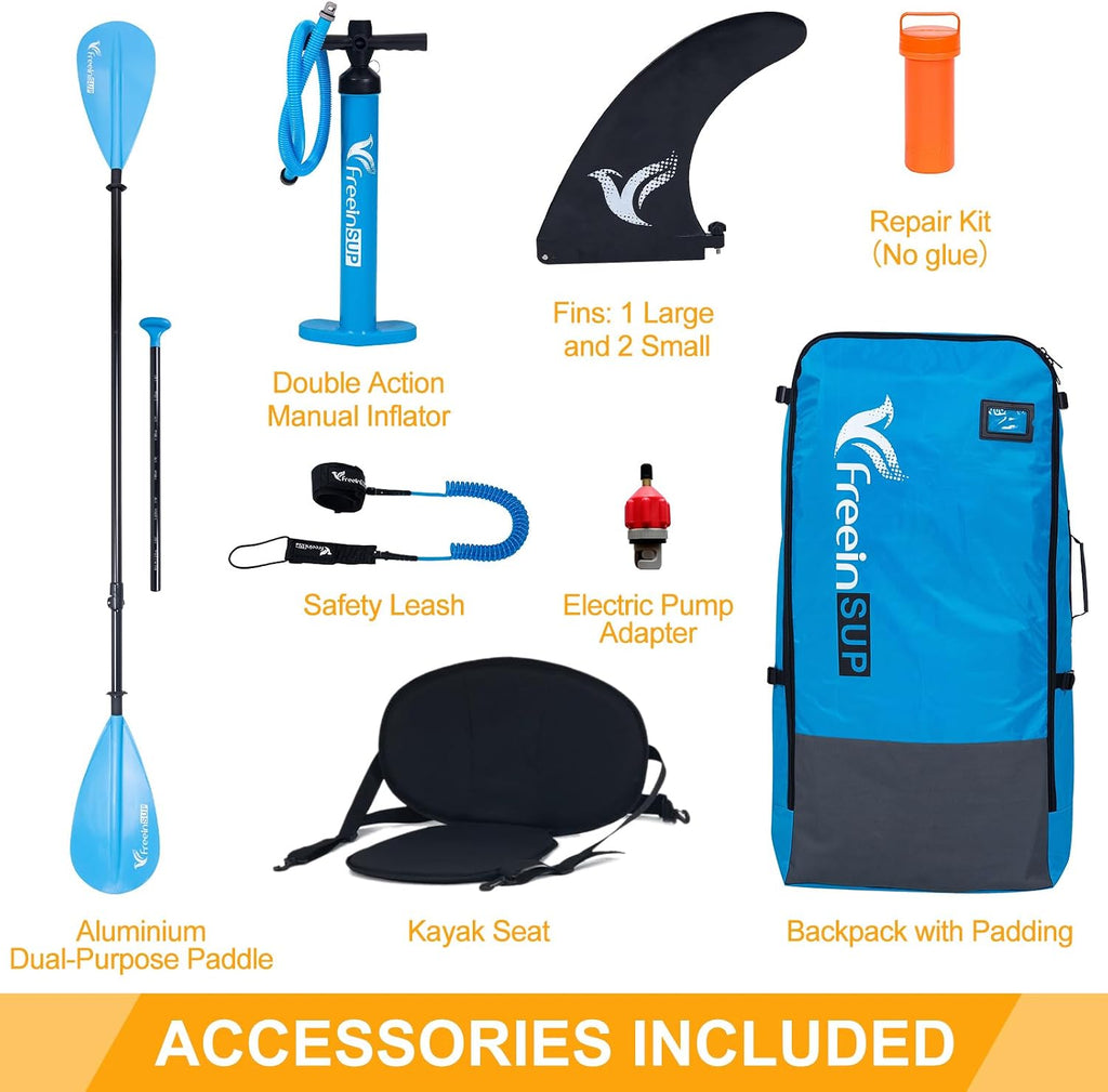 Freein SUP Inflatable Stand Up Paddle Board with Kayak Seat,Paddle Boards for Adults 10'/10'6'/11', Accessories sup Pump Adaptor,sup Kayak Paddle