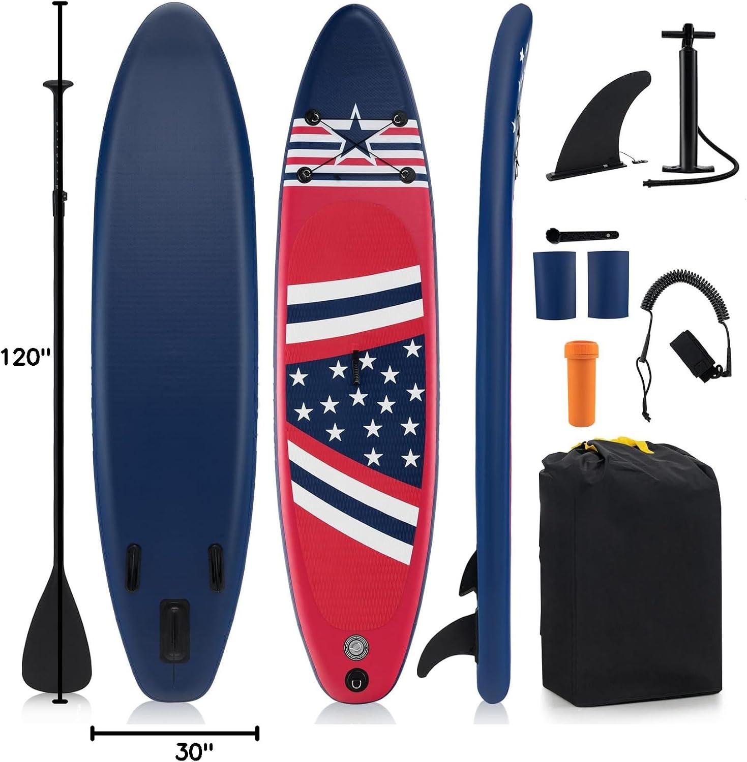 GYMAX Stand Up Paddle Board, Inflatable SUP with Wide Non-Slip EVA Deck, Accessories-Leash, D Rings, Hand Pump, Adjustable Paddle & Backpack, Paddle Boards for Adults Youth