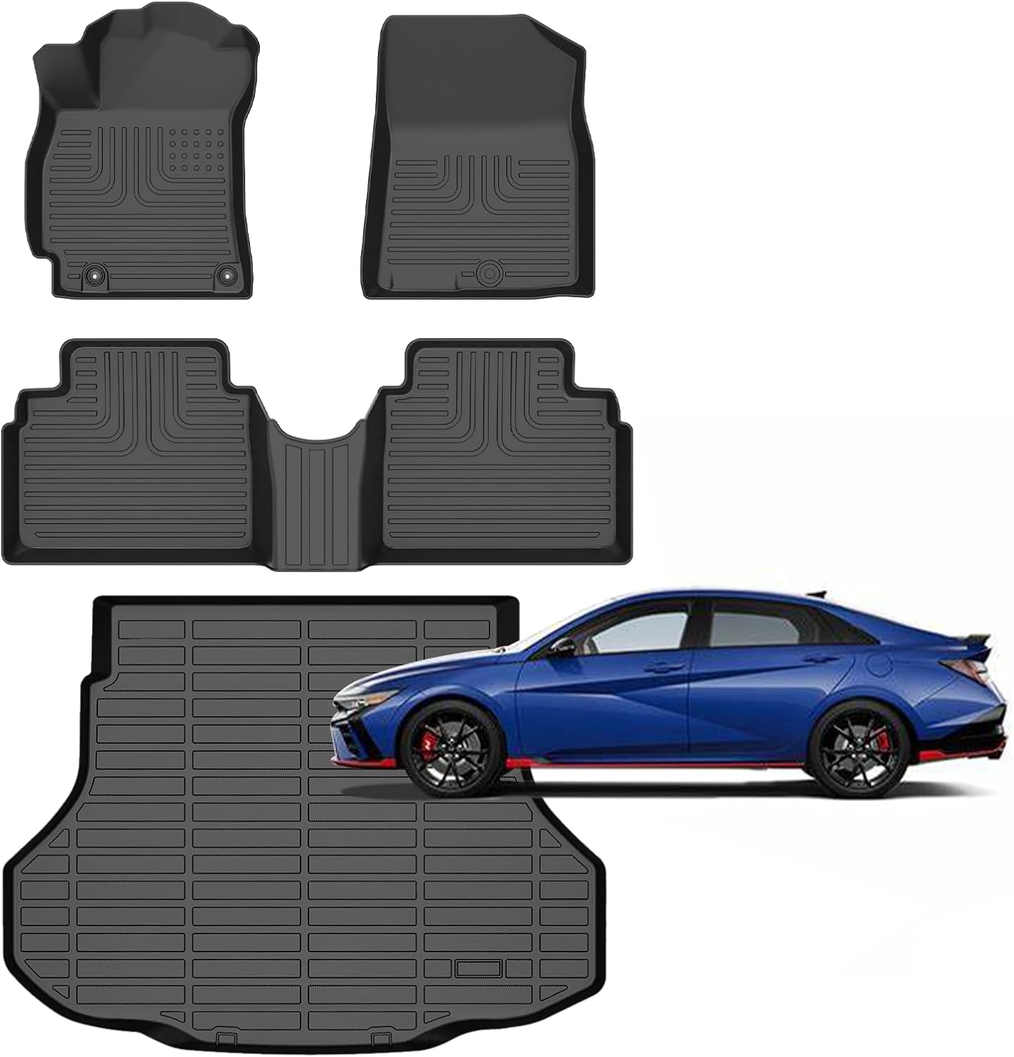 for Hyundai Elantra & Elantra N Floor Mats 2026 2025 2024 2023 2022 2021(Not for Hybrid),Car Mats for Hyundai Elantra All Weather Floor Mats Cargo Floor Liner Accessories 2021-2025