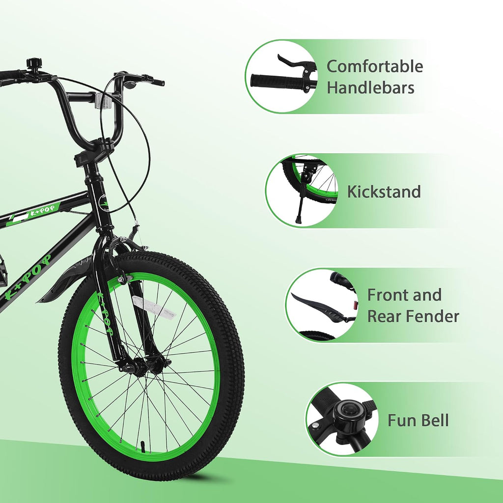 20 Inch Kids' Bike for Boys Aged 7-12, BMX-Style Boys Bike for Kids, Lightweight Children's Bicycles, Kids' Bicycles with Front and Rear Brakes, Adjustable Seat, Kickstand