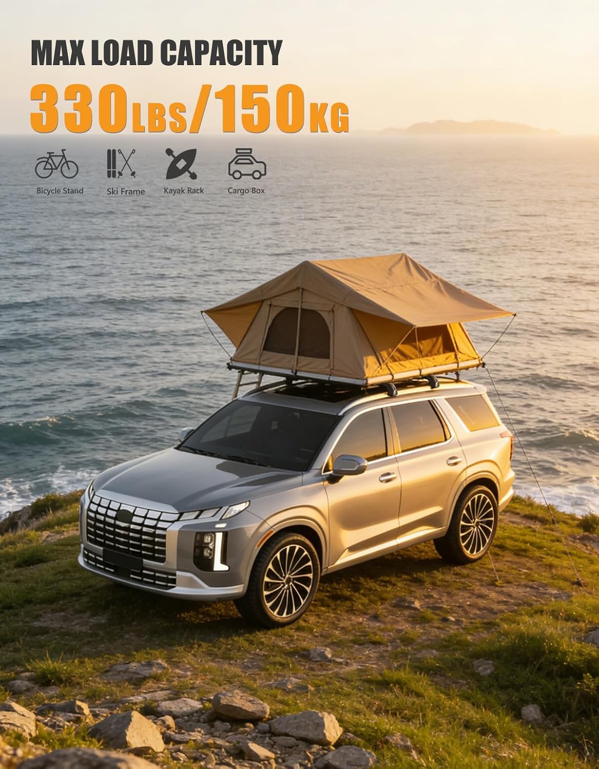 KINGGERI 330lb Lockable Roof Rack Cross Bars Compatible with Hyundai Palisade 2019-2025 SE SEL XRT Limited Calligraphy, Heavy Duty Rooftop Aluminum Roof Rails Crossbars Cargo Luggage Accessories