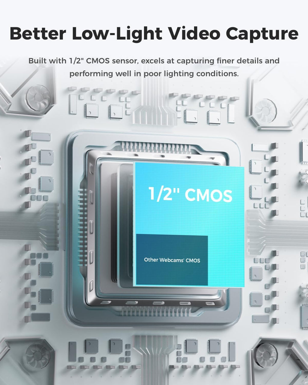 OBSBOT Meet 2-4K Webcam for PC with 1/2' Sensor, AI Framing & Autofocus, Beauty Mode, Lightweight, Gesture Control, HDR, Dual Microphone, 60 FPS, Web Cam for Streaming, Meeting, Gaming. (Cloud White)