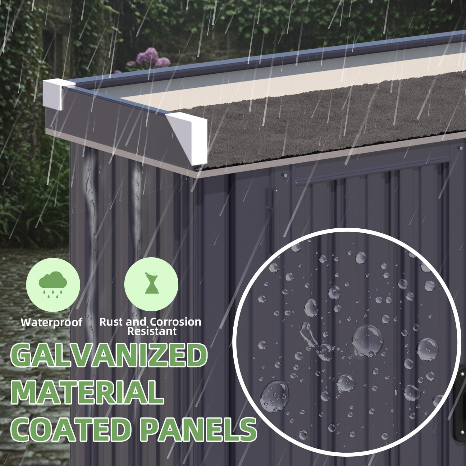AECOJOY Outdoor Storage Cabinet Waterproof, Potting Workbench Table with Adjustable Shelves, Outside Metal Sheds & Outdoor Storage Garden Cabinet for Gardening Tools and Plants, Dark Grey