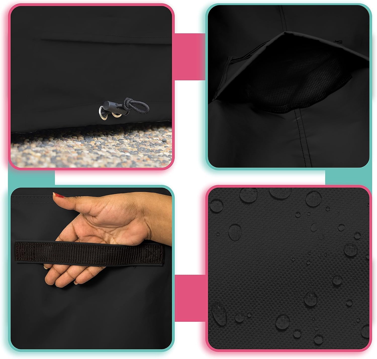 Covers & all BBQ Grill Cover, 12 Oz Waterproof UV & Weather Resistant, Outdoor Cover with Air Vents & Drawstrings (50' Inch, Black)