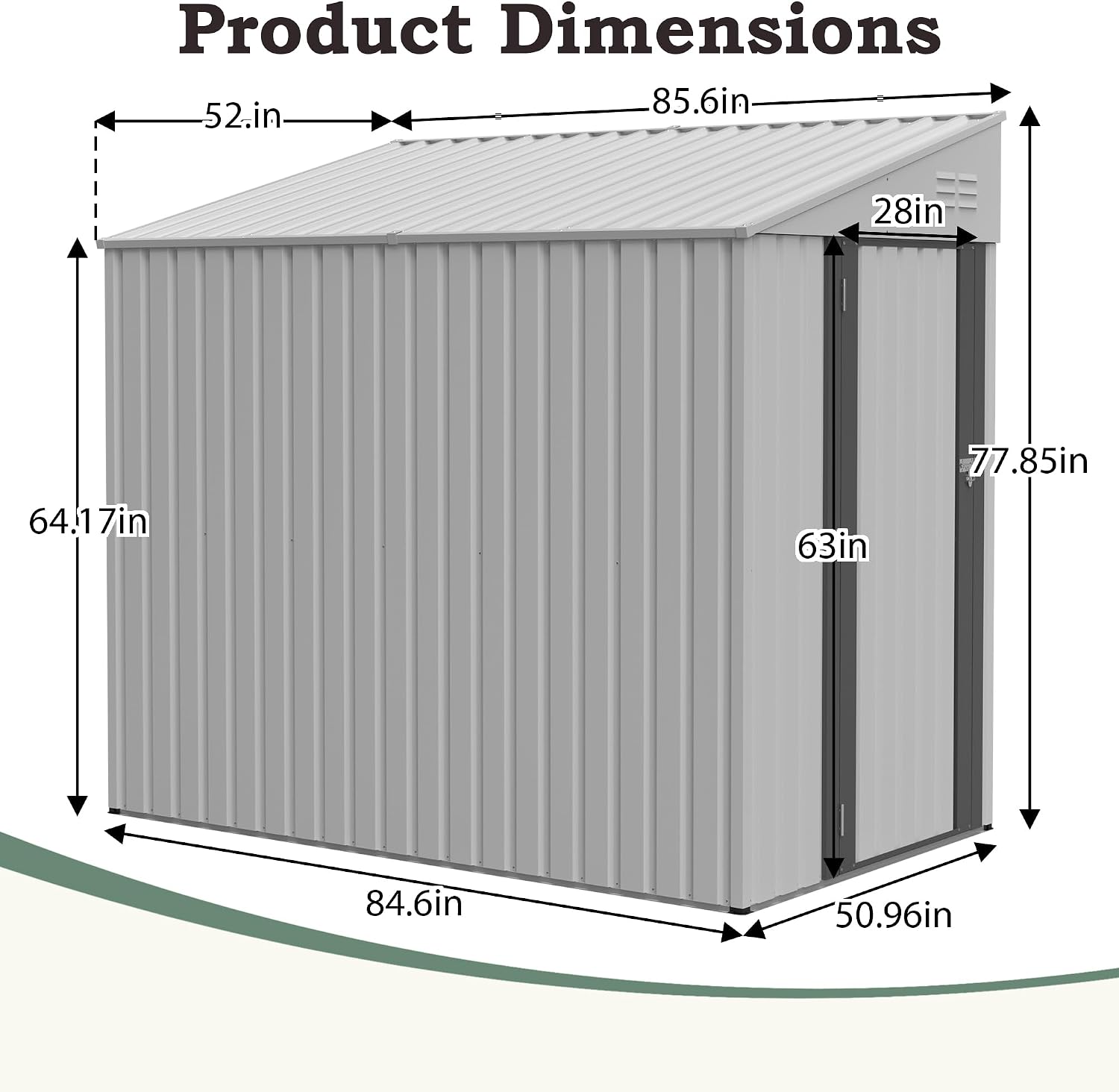 YOPTO 4x7 FT Outdoor Storage Shed,Lean to Lockable Metal Garden Shed Steel with Reinforced Beams,All Weather Waterproof Storage House W/Lockable Door&2 Air Vents,for Backyard,Patio,Lawn,Garden,White