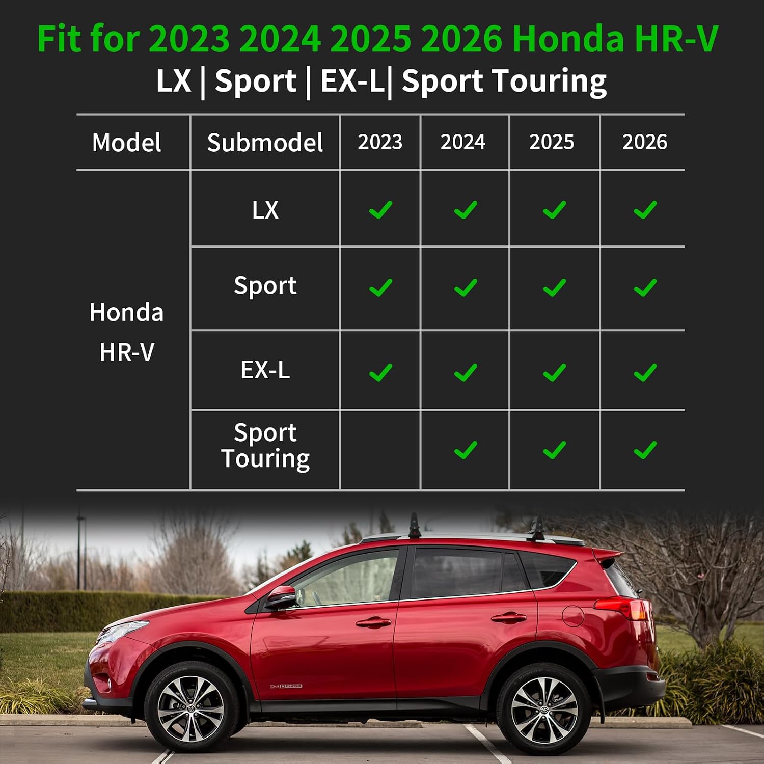for Honda HR-V Floor Mats 2023 2024 2025 2026 (Include Hybrid) Sport/LX/EX-L, All Weather Car Mats Cargo Liner for Honda HRV Accessories