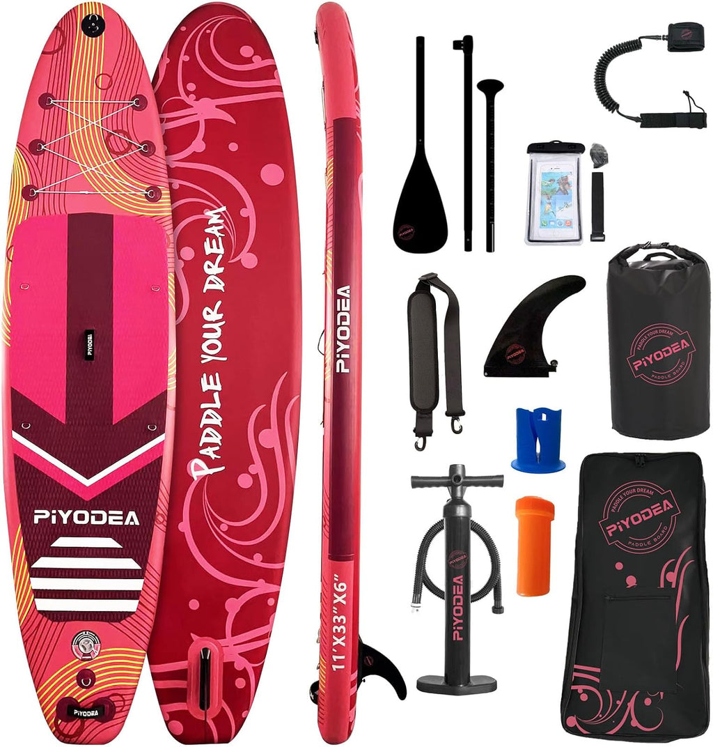 Paddle Boards for Adults, 10'6'/11'/11'6' Inflatable Paddle Board, Super Non Slip Eva, Stand Up Paddle Board with Removable Fins, Adjustable Paddle, Pump, Shoulder Strap, Leash, Standing Boat