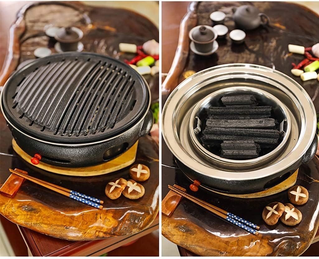 BBQ Barbeque Barbecue Grill,Smoke-Free Charcoal Grill,Cast Iron Oven,Korean Household,Split Type Easy to Clean,Indoor Outdoor,3 Styles (Color : C)