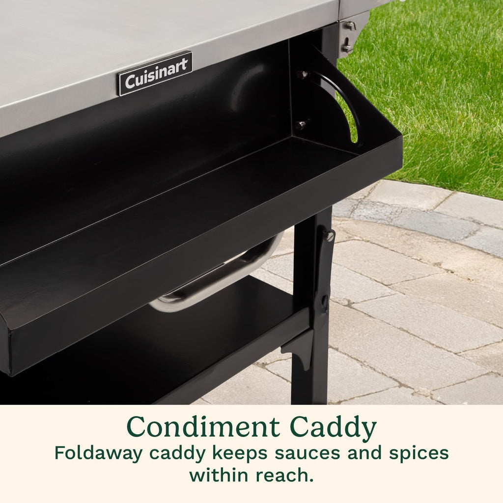 Cuisinart Prep 'n Cook Outdoor Table and Grill Stand, Stainless Steel Folding Table with Wheels, 48' x 24' Prep Station for Home BBQ, Tailgates, Cookouts