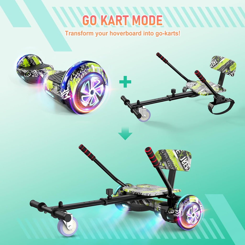 LIEAGLE Hoverboard, 6.5' Self Balancing Scooter Hover Board with Bluetooth Wheels LED Lights for Kids Adults